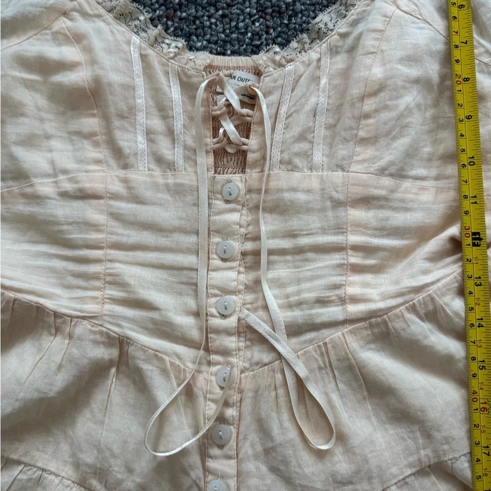 Babydoll Coquette Feminine Soft girl Urban Outfitters Peach Lace Romper Size XS - Picture 3 of 8